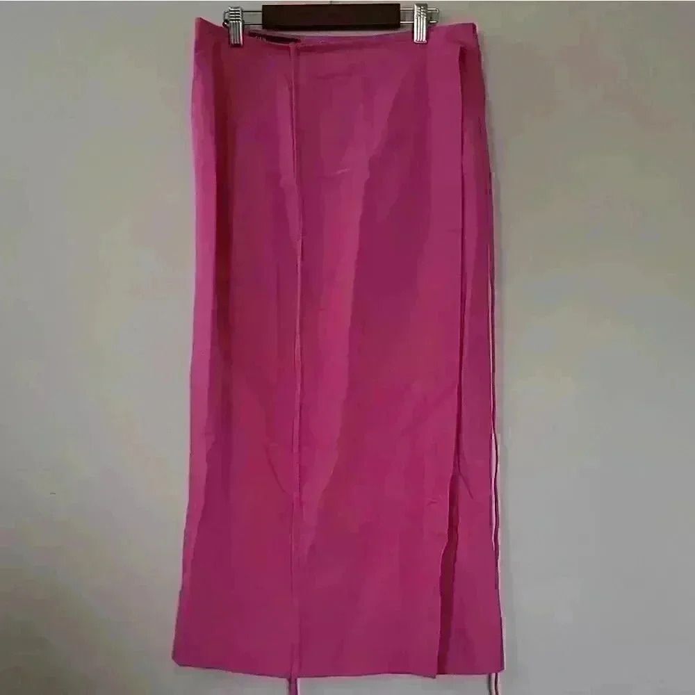 Zara Pink Linen Blend Midi Skirt Size - Picture 2 of 10